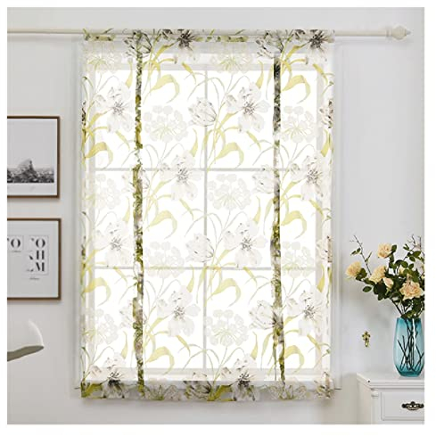 CAZARU Küche Kurzer Vorhang Transparent Drapieren Panel Vorhang Druck Wohnzimmer Tüll Tür Fenstervorhang