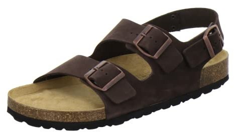 AFS-Schuhe 3105 Bequeme Sandalen für Herren Leder, Hausschuhe Arbeitsschuhe, Made in Germany (44 EU, mocca)