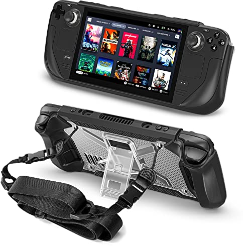 Conelz Schultergurt Hülle für Steam Deck, Stoßfeste Griffhülle mit Integriertem Kickstand Schultergurte, Kompatibel mit Valve Steam Deck Schutzhülle