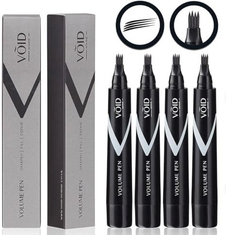 VOID Homme Beard Pen Filler para hombres (paquete de 4) Delineador para barba fácil, Pluma de relleno de barba para barba Kit de pluma de relleno y marcador de barba (Negro)