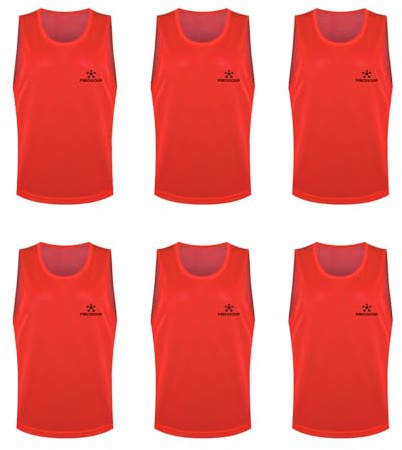 FIBOGOUP Fußball Trainingsweste,Fussball Leibchen Kinder Erwachsene,Fussballtraining Zubehör,Westen fürs Teamtraining (6 Stück, Größe L 150-185cm)