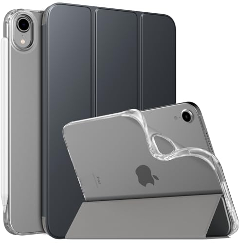 MoKo Hülle Kompatibel mit Neues iPad Mini (A17 Pro) 2024, iPad Mini 6.Generation Tasche 2021 (8,3-Zoll), Weiches TPU Transluzent Rückendeckel Schlankes Etui für iPad Mini 7/6 Gen, Space Grau