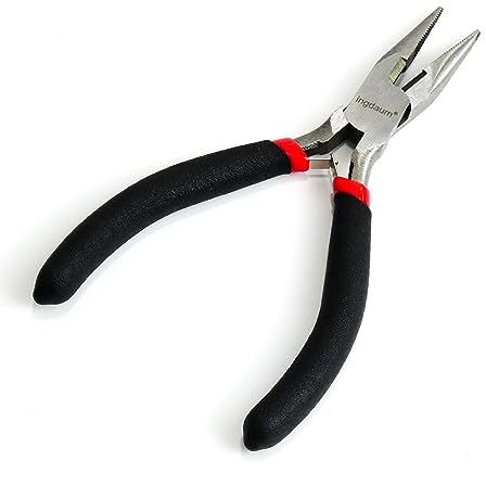 INGDAUM® Mini-Zangen Endschneider, Kneifzange, Spitzzange gebogen und gerade, Seitenschneider, lange Flachrundzange (Spitzzange, kurz 5)