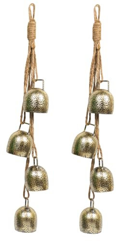 Ausicfen Set mit 2 Weihnachtsglocken aus Messing, große goldene Kuhglocken, Weihnachtsdekoration, rustikale Messingglocken, Vintage-Weihnachtsglocken zur Dekoration (Vintage-Weihnachtsglocke)