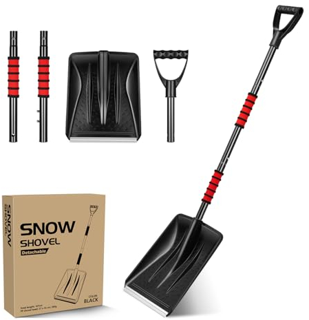 Yardwe Pelle à Neige Amovible en Plastique avec poignée en Forme de D et Bord en Aluminium pour allée, Camping, Voiture, Jardin