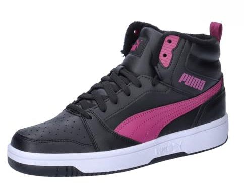 PUMA Rebound V6 Mid WTR Jr Sneaker, Black-Magenta Gleam White, 35.5 EU
