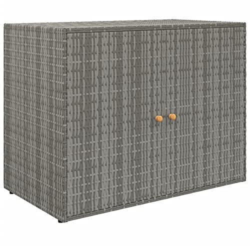 NITCA Mobile Portaoggetti da Giardino, Cassapanca Contenitore da Esterno,Mobili da Giardino,Ripiani per Armadio Armadietto Interno,Armadietto Armadio Ripostio,Grigio 100x55,5x80cm Polyrattan