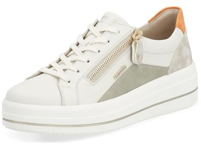 Remonte Damen Low-Top Sneaker D1C01, Frauen Halbschuhe,lose Einlage,Laufschuhe,schnürschuhe,schnürer,Plateausohle,Sportschuhe,Weiss Kombi (82),42 EU
