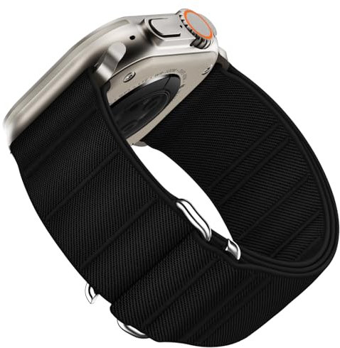 Suitisbest Straps Compatible with Apple Watch Ultra Strap 49mm 46mm 45mm 44mm 42mm, Stretchy Nylon Sport Loop Strap with S-Hook for Apple Watch Ultra 2/ Ultra SE Series 10 9 8 7 6 5 4 3, All Black