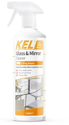 KEL - Spray limpiador de cristales y espejos, limpiador de vidrio sin rayas, elimina eficazmente la grasa y la suciedad de ventanas y superficies rápidamente, 1 litro