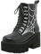 Etebella Damen Gothic Plateau Stiefeletten Blockabsatz Ankle Boots zum Schnüren Punk Combat Schuhe(Schwarz,40)