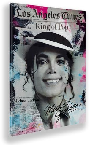 Giallobus - Gemälde - 15 - Tribute Michael Jackson - Leinwand mit Standardrahmen - 50x70 - Bereit zum Aufhängen - Moderne Gemälde für zu Hause