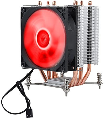 CPU Heatsink Cooler Fan with 4 Heat Pipes, High Efficiency, Low Power Consumption for Intel LGA 775 1150 1151 1155 1156 1366 2011 (Red Light)