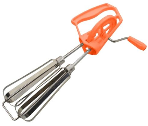 Sbattitore manuale a mano, strumento per sbattere le uova, macchina per montare torte, frusta a manovella in acciaio inossidabile con 2 teste di miscelazione, strumento da cucina da appendere per