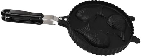 NOENNULL Fish Waffle Iron Pan, 3 Fish, Cute Aluminium, Even Heating, Double Sided Taiyaki Pan for Home Snack Bars