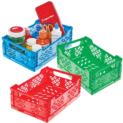 Baker Ross FN273 Faltbare Aufbewahrungsbox - 3er-Pack, stapelbare Mehrzweck-Aufbewahrungsbehälter für Umzug, Dokumente, Organisation