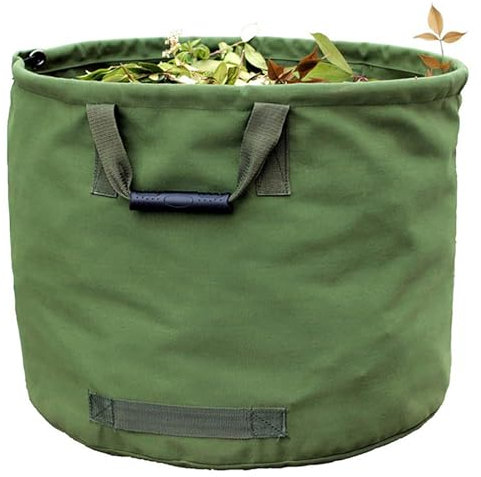 Bolsa de basura de jardín resistente de 125 L, bolsa de lona duradera para hojas, recortes de césped, escombros, versátil limpieza al aire libre y ayudante de jardinería