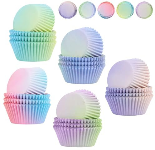 LWMTT 500 Pezzi Pirottini per Muffin Carta Pirottini per Confetti Dimensioni Normativo Pirottini Muffin Colori Arcobaleno Pirottini Cupcake per Pasticceria, Dessert, Feste, Compleanni e Matrimoni
