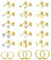 CASSIECA 18 Paar Ohrringe Set 316L Chirurgenstahl Medizinische Ohrstecker Klein Creolen Ohrringe Set Hypoallergene 14K Vergoldet Tragus Helix Piercings Ohr für Damen Herren Gold Silber