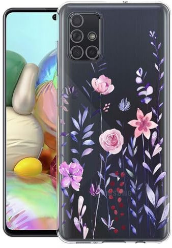 Pazpnoy Handyhülle für Samsung Galaxy A71 4G,Transparent Blume Muster Mädchen Hülle,Dünn Weich Silikon SchutzHülle,Stoßfeste Kratzfest TPU Case Cover-3