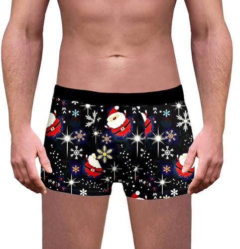 Atmungsaktive Unterwäsche für Herren mit Weihnachtsaufdruck Herren Shorts L Boxershorts Locker Herren