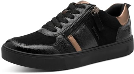 Tamaris Comfort Damen Sneaker flach mit Reißverschluss Freizeit, Schwarz (Black Comb), 41 EU