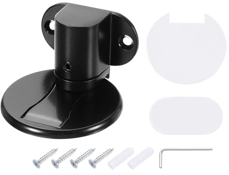 sourcing map Magnetic Door Stopper, Silent Magnetic Floor Door Stop, Adjustable Floor Door Catch with Adhesive Tape and Screws Shock Absorbing for Bedroom Office Bathroom, Black