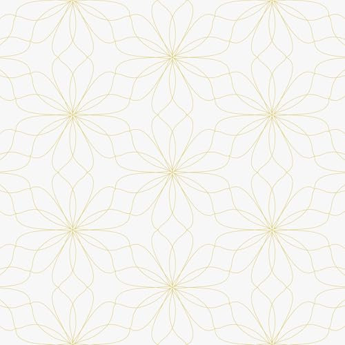 Yullpaper White and Gold Flower Wallpaper Self Adhesive Floral Wallpaper
