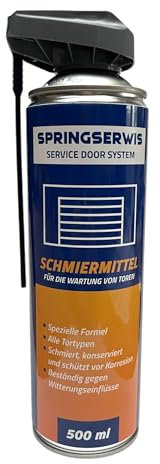 Springservice Lubrifiant d'entretien de portail 500 ml - Lubrifiant pour tous types de portails - Entretien - Résistant aux températures - Prévient la corrosion - Ne durcit pas