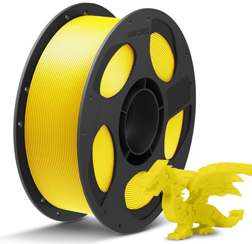 ANYCUBIC PLA+ Filament 1.75mm, Refill PLA Plus Filament und Spool Kit, Hohe Zähigkeit und Präzision -3D-Druckmaterialien, Intelligente Identifikation,1KG Gelb