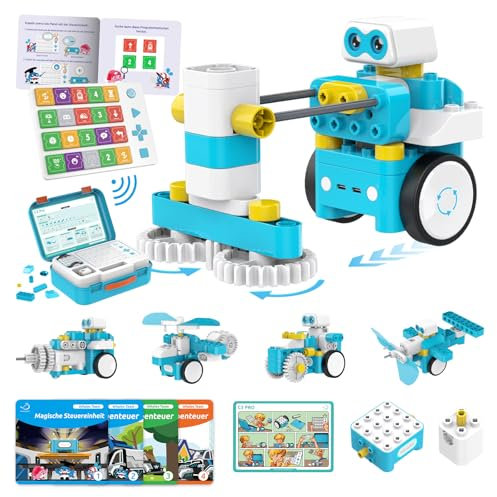 WhalesBot C3 Pro 12-in-1 Mint Roboter Bausatz, Klemmbausteine ohne Bildschirm, Intelligentes Panel zum Programmieren, Kreatives Lernspielzeug & Geschenk für Kinder ab 5 Jahren