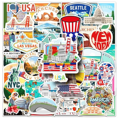 Amerika scrapbook stickers New York sticker aesthetic Las Vegas laptop aufkleber sticker fotoalbum Amerika flagge Grand Canyon Niagara Falls San Francisco reise aufkleber New York souvenirs USA reise