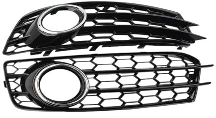 1 par de Parachoques Delantero de Coche, Cubierta de Rejilla de luz antiniebla de Malla de Nido de Abeja for Audi A3 8P s-Line 2009 2010 2011 2012, Negro Brillante(Chrome Black)