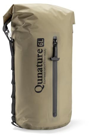 Qunature Sacoche Guidon Vélo 6L Bikepacking Ultra-Légère, Kaki M | Sac de rangement avec système de compression, compact et polyvalent pour cyclisme, camping, randonnée et aventures outdoor