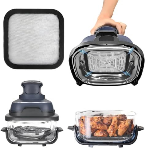 Airfryer Magnetisch Spritzschutz Zubehör für Ninja CRISPi Tragbare Airfryer Heißluftfritteuse, 3,8 l, 4-in-1 FN101EUGY, Silikon Spritzschutz für Ninja Crispy Air Fryer,Wiederverwendba Fettspritzschutz