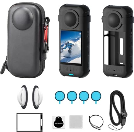 JasonMighty Protective Accessories kit for Insta360 X3 | Camera Case,Silicone Cover,Lens Guards,Tempered Glass Screen Protector,All‑round Protection,No image loss,Scratch‑resistant