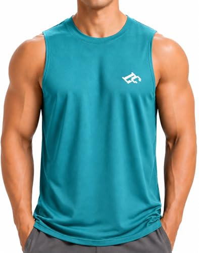 Men's Workout Tank Tops Quick Dry Gym Muscle Tees Fitness Running Vest Bodybuilding Sleeveless T Shirts Dark Green XL