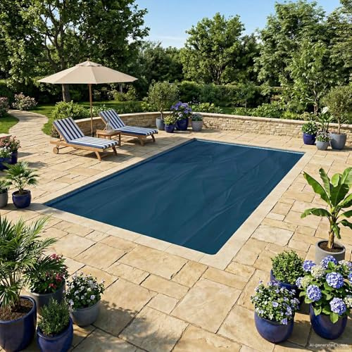 Gecheer Schwimmbeckenschutz Abdeckung in Schwerer Qualität 400 x 200 cm, Poolabdeckung Poolplane Pool Abdeckplane Wetterfest für Sommer & Winter42034556