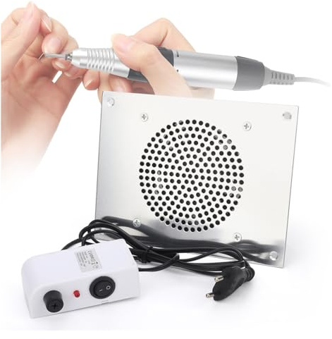 Nagelstaubabsaugung, 3800 U/min Nagel Staubsammler Desktop Eingebaute Maschine Saug-Vakuum-Ventilator Reiniger 2 Auffangbeutel Nail Art Staubsauger für den Heimgebrauch