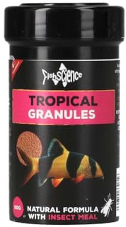 FishScience Tropical Granules 50g (100ml) – Slow Sinking | Enhances Colour | Immunity, High Protein Natural Diet With Insect Meal, Spirulina, Krill & Vegetables