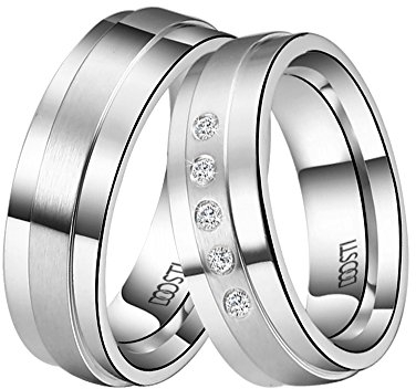 DOOSTI Trauringe/Eheringe/Partnerringe aus 585/- Weißgold mit Brillanten - inkl. Gratis Gravur