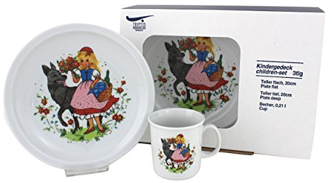 Triptis-Porzellan Rotkäppchen Kindergedeck, 3 teilig Kindergeschirr, Weiß