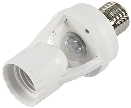 McShine - Infrarot Bewegungsmelder E27 Glühbirnen-Fassung | LX-451B | Erfassungswinkel 360° Bewegungssensor, 230V 60W, 6m Reichtweite, Schaltdauer einstellbar 10Sek. -5 Min, Dämmerungssensor