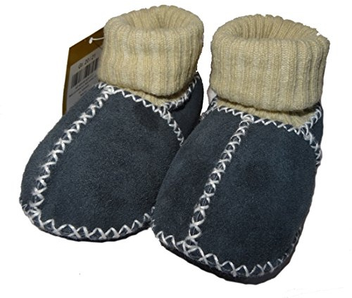 Baby-Lammfellschuhe mit Strickbündchen, blau-anthrazit
