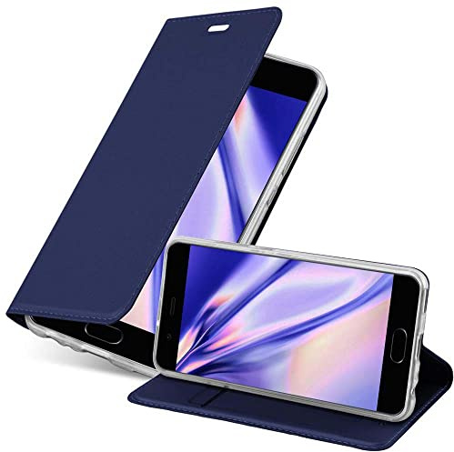 Cadorabo Hülle kompatibel mit Huawei P10 aus Premium Kunst Leder Flip Klappbare Stoßfeste Magnetische [Standfunktion] [Kartenfächern] Cover Hülle für Huawei P10 Tasche in Blau