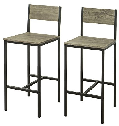 SoBuy FST53x2 2-er Set Barhocker Barstühle mit Rücken-Lehne Thekenstühle mit Fußstütze, Sitzhöhe 67 cm, BHT ca.: 34x95x41cm