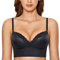 DOBREVA Donna Reggiseno Push Up Senza Ferretto Bralette in Pizzo Coppe Triangolo Nero 5E