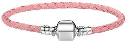 Originali lungo singolo rosa nero blu in vera pelle catena donne caffè intrecciato con argento Sterling 925 serpente chiusura e 925, colore: rosa, cod. 1