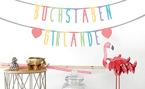 MIK funshopping Individualisierbare Buchstaben-Girlande für Geburtstag Hochzeit Feier Party Junggesellenabschied aus Papier (Bunt - 146 Zeichen)