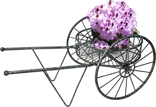 GeKi Trend Großer Blumenwagen aus Eisen Blumenständer Antik Metall Deko für den Garten 160 cm lang